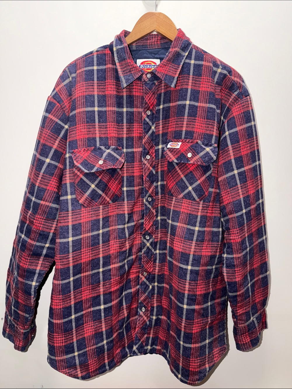 Vintage 80s Dickies Red and Navy Plaid Jacket Size XL 34x27